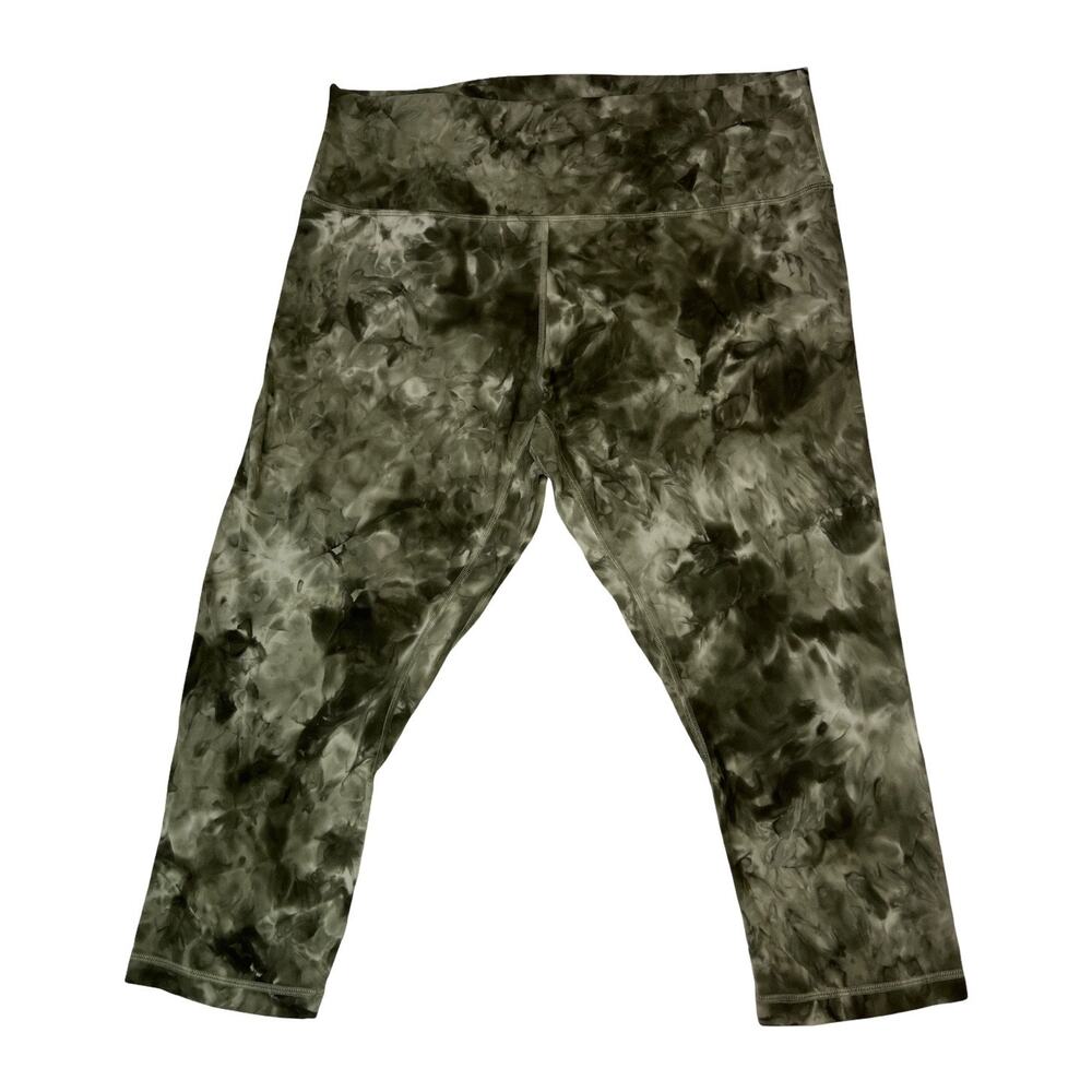 Lululemon Like New Green Marble Tie Dye Crop Leggings Womens 18